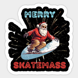 Cool Santa Skating Santa Claus - Skateboard For Xmas - shirt Sticker